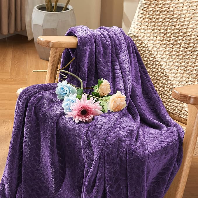 inhand Fleece Throw Blanket, Super Soft Fuzzy Blanket for Couch Sofa Bed Office, Cozy Plush Fleece Blanket Throw Size, Washable Lightweight Flannel Blankets Throw for All Season(50”x60”,Purple)
