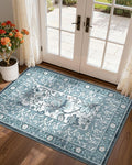 GarveeHome Mist Blue 2x3 Door Mat Indoor Rugs for Entryway Provence Small Botanical Grove Cottagecore Washable Non-Slip Low-Pile Rug for Bedroom Kitchen Bathroom Entrance