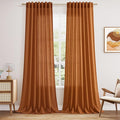 Desert Orange Semi Sheer Curtains 120 Inches Set Back Tab Loop Pocket Linen Blend Boho Curtain Extra Long Light Filtering Drapes High Ceiling Curtain Living Room Dinner Room 52x120,2 Panels
