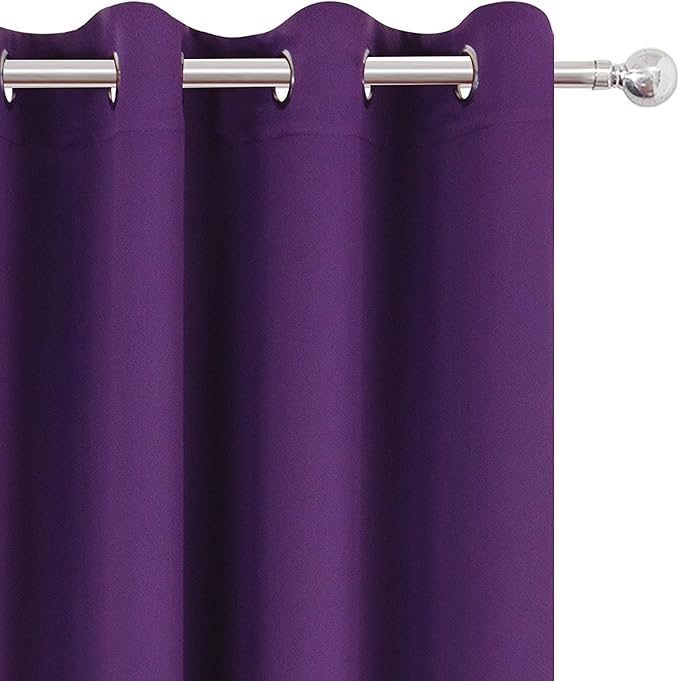 LEMOMO Purple Thermal Blackout Curtains/52 x 95 Inch/Set of 2 Panels Room Darkening Curtains for Bedroom