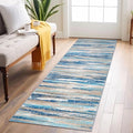 Lansny Abstract Runner Rug 2x6, Blue Washable Hallway Runner Rug Non-Slip, Soft Printed Kitchen Runner, Thin Faux Wool Runners for Hallways, Modern Floor Carpet for Entryway Bedroom Hall Indoor