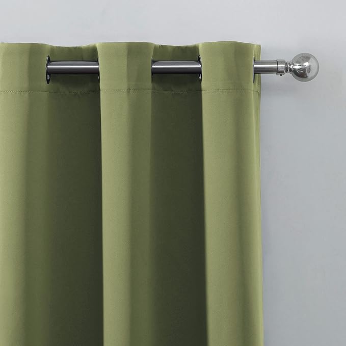 LEMOMO Olive Green Blackout Curtains 66 x 63 Inch Length/Set of 2 Curtain Panels/Thermal Insulated Room Darkening Blackout Curtains for Bedroom