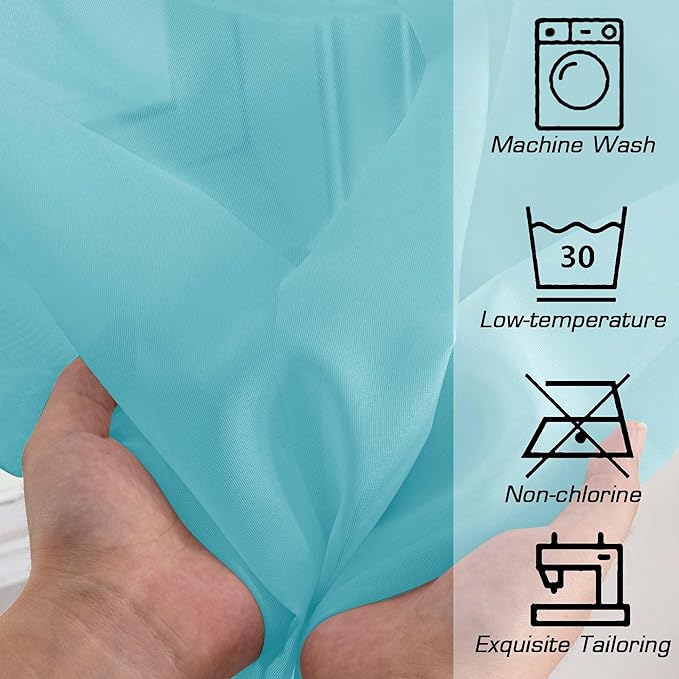 OWENIE Sheer Aqua Curtains for Bedroom Living Room 78 Inches Long 2 Panels Set, Soft Solid Light Filtering Sheer Curtain Rod Pocket Clear Drapes for Window Sliding Door, Aqua, Each 42 x 78 Inch