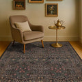 Washable Dark Brown 4x6 Area Rugs for Living Room, Bedroom Bedside Rug, Kitchen, Mudroom, Home Office, Non-Slip Low Pile Ultra Soft Stain Resistant, Small Vintage Taupe Accent Botanical Floral Carpet