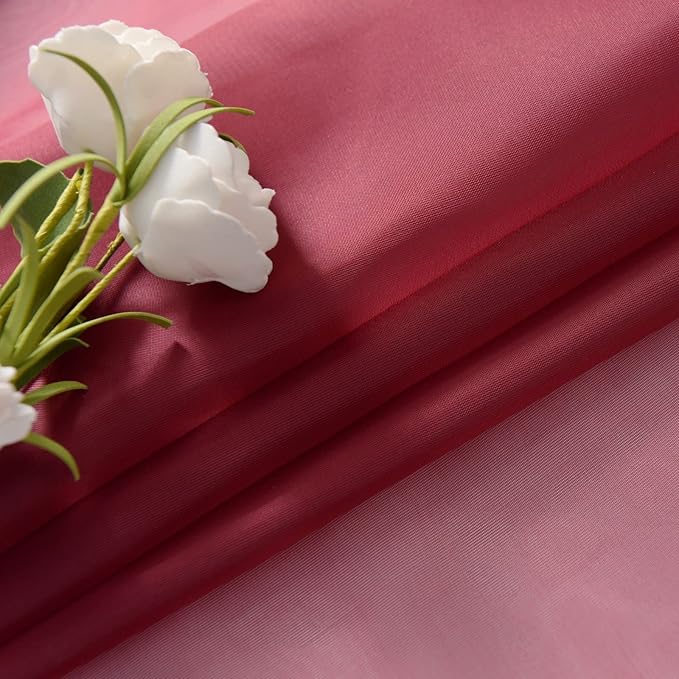 SpaceDresser Basic Rod Pocket Sheer Voile Window Curtain Panels Burgundy 1 Pair 2 Panels 52 Width 84 Inch Long for Kitchen Bedroom Children Living Room Yard(Burgundy,52 W x 84 L)