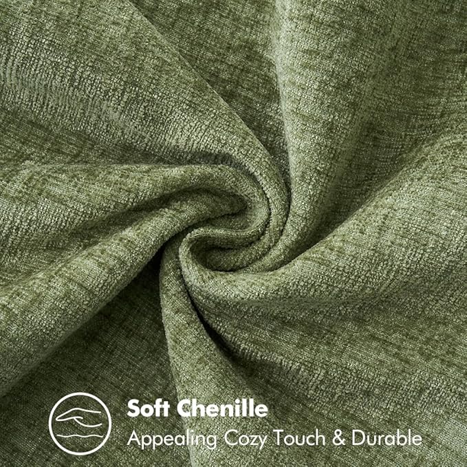 MIULEE Pack of 2 Couch Throw Pillow Covers 18x18 Inch Sage Green Farmhouse Decorative Pillow Covers with Stitched Edge Soft Chenille Solid Dyed Spring Pillow Covers for Sofa Bed Living Room