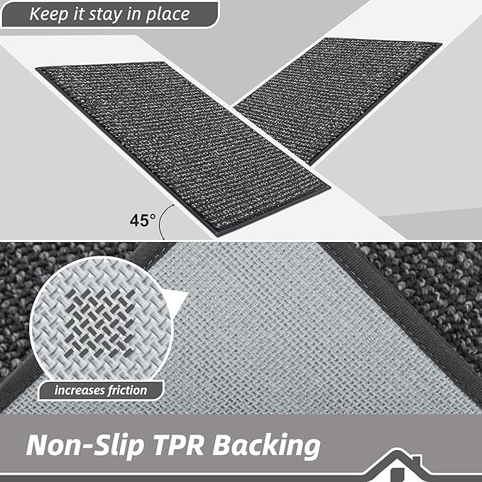 BEQHAUSE Kitchen Runner Rugs 24"x84", Non-Slip Kitchen Mats for Floor, Super Absorbent and Stain Resistant Kitchen Rug, Machine Washable Rugs for Kitchen, Hallway, Laundry & Sink, Charcoal