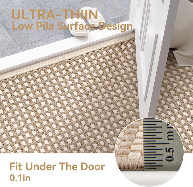 YDKGL 2x4 ft Entryway Rug Indoor Door Mat Non Slip Boho Woven Washable Area Rugs Kitchen Runner Rug Mat, Front Entry Rugs Entrance Doormat for Hallway Porch Bathroom Laundry Room, Brown 24"x48"