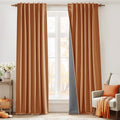 RYB HOME Burnt Orange Total Blackout Curtains Linen Texture, Rustic Fall Curtains for Bedroom/LivingRoom/Office, Thermal Insulated Boho Farmhouse HomeDecor, Luxury Privacy Drapes, W52xL90, 2 Panels