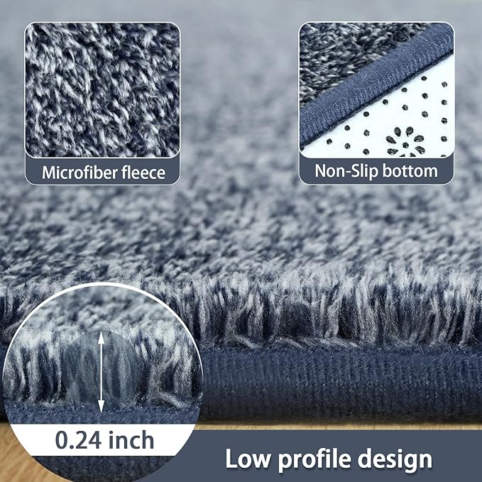 AROGAN Washable 2x6 Runner Rug for Hallway, Long Runner Rugs wtih Soft Memory Foam for Bedroom, Non Slip Backing Carpet Runners for Hallways, Kitchen, Bathroom, Entryway Home Decor, Navy Blue