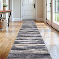 Lansny Modern Abstract Runner Rug 2x12, Grey Black Multi Washable Long Kitchen Runner Non-Slip Soft Hallway Rug Runner Thin Print Faux Wool Carpet for Entryway Bedroom Laundry Room Indoor Home Decor