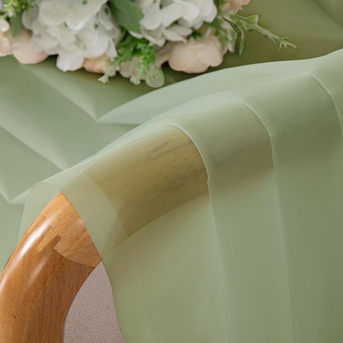 OWENIE Sheer Curtains 84 inches Long 2 Panels Set for Bedroom Living Room, Soft Solid Living Room Rod Pocket Light Filtering Curtains, 2 Pcs Each 42“ W x 84" L, Light Green