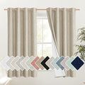 NICETOWN Taupe 100% Blackout Linen Curtains 63 inch Long Burg, Farmhouse Thick Completely Blackout Window Treatment Panels Thermal Insulated Drapes for Living Room (1 Pair, 52" Width Each Panel)
