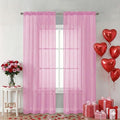 Chyhomenyc Light Pink Sheer Curtains 84 Inch Length 2 Panels, Light Filtering Cute Voile Pink Window Curtain Drapes for Girls Room，Each 42Wx84L Inches