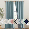 NICETOWN 100% Absolutely Blackout Linen Curtains with Thermal Insulated Liner, Skylark Blue, 52" Wide, 102" Length Energy Saving Curtains for Living Room 2 Panels Set, Vertical Blinds