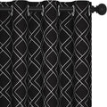 Deconovo Black Out Curtains for Bedroom Livint Room Nursery (42x72 Inch, Black/Silver, 2 Panels) Geometry Silver Patterned Room Darkening Curtains, Thermal Insulated Soundproof Drapes