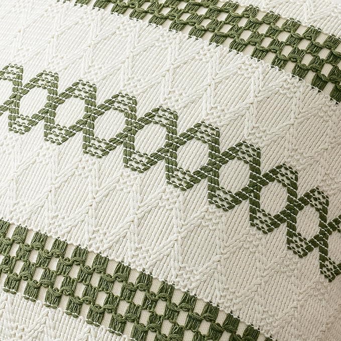 MIULEE Set of 2 Moss Green Boho Decorative Lumbar Pillow Covers 12x20 Inch Farmhouse Rustic Couch Throw Pillows Modern Summer Cushion Covers Retro Cute Macrame Woven Spring Decor for Bed Sofa Chair
