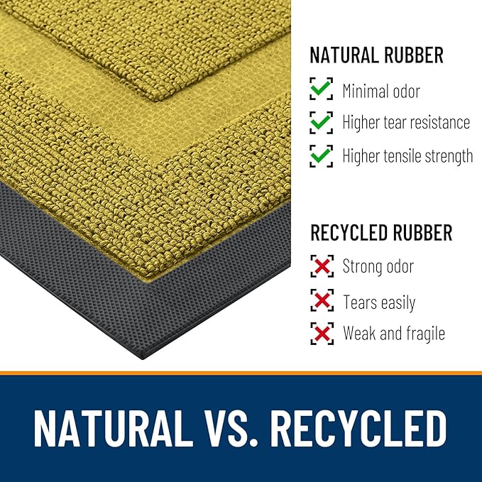 OLANLY Front Door Mat Indoor Outdoor Entrance, Waterproof All-Season, All-Weather Doormat, Sturdy Natural Rubber, Low Profile, Easy Clean Patio Porch Entryway Mat, 33x21, Lime Green