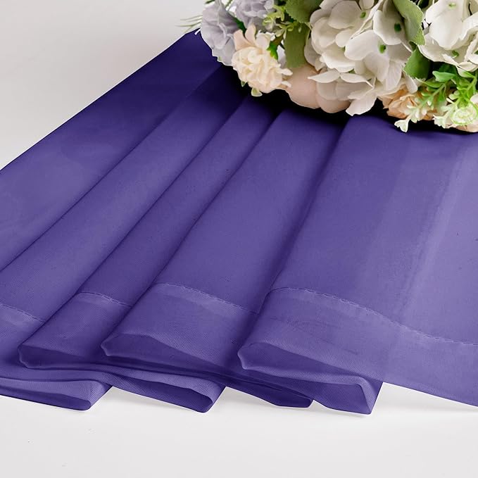 Chyhomenyc Sheer Curtains 63 Inch Length 2 Panels, Light Filtering Rod Pocket Window Sheer Curtain Drapes for Bedroom Living Room, 42Wx63L, 2 Panels, Purple