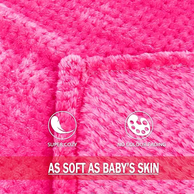 Exclusivo Mezcla Fleece Throw Blanket Extra Large, Super Soft and Warm Blankets for Couch, Sofa and Bed Waffle Textured, Cozy, Fuzzy and Lightweight (Hot Pink, 50x70 Inches)