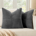 MIULEE Grey Decorative Throw Pillow Covers 18x18 Inch for Couch Bed Sofa Pack of 2 Boho Farmhouse Throw Pillows Soft Cross Corduroy Patchwork Textured Cushion Cases
