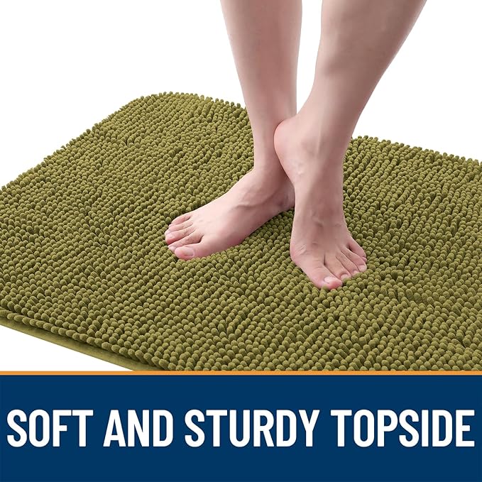 OLANLY Dog Door Mat for Muddy Paws 48x30, Absorbs Moisture and Dirt, Absorbent Non-Slip Washable Doormat, Quick Dry Chenille Mud Mat, Entry Indoor Entryway Carpet for Inside Floor, Willow Green