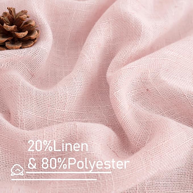 LAMIT 72 inch Pink Linen Curtains for Living Room 2 Panels, Linen Textured Light Filtering Semi Sheer Back Tab and Rod Pocket Farmhouse Curtain Panels for Bedroom/Farmhouse, 52 x 72 Inch