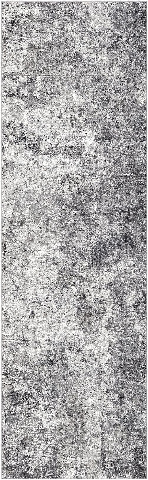 UERMEI 3X8 Washable Runner Rug for Hallway: Soft Neutral Modern Abstract Area Rug - Non-Slip Low Pile Long Throw Indoor Carpet for Kitchen Entryway Kitchen Bedroom Laundry Bathroom - Grey
