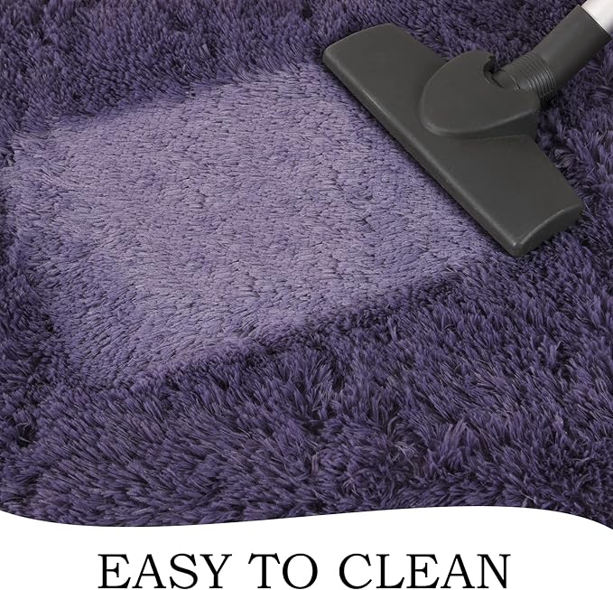 Chicrug Soft Runner Rug for Bedroom Living Room Plush Fluffy Rug 2x6 Feet, Shag Furry Runner Rug Carpet Non Shedding for Nursery Children Kids Girls Room Home Decorative, Grey Purple