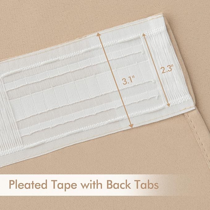 MIULEE Back Tab Beige Curtains 102 Inch Long 2 Panels Set for Living Room Bedroom, Cream Rod Pocket/Pinch Pleated Light Blocking Thermal Insulated Room Darkening Floor to Ceiling Blackout Drapes