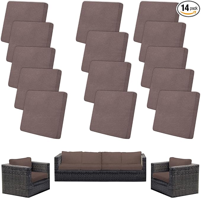 Outdoor Cushion Covers Set,14PCS Patio Furniture Couch Seat Slipcovers, Replacement for Sofa Sectional Chair(Cover，Only)