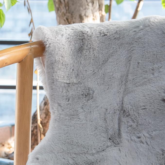 ORINOVA Light Gray Faux Fuzzy Fur Washable Rugs for Bedroom Shaggy Area Rugs for Living Room Grey 2x3 Nursery Rug Home Room Décor
