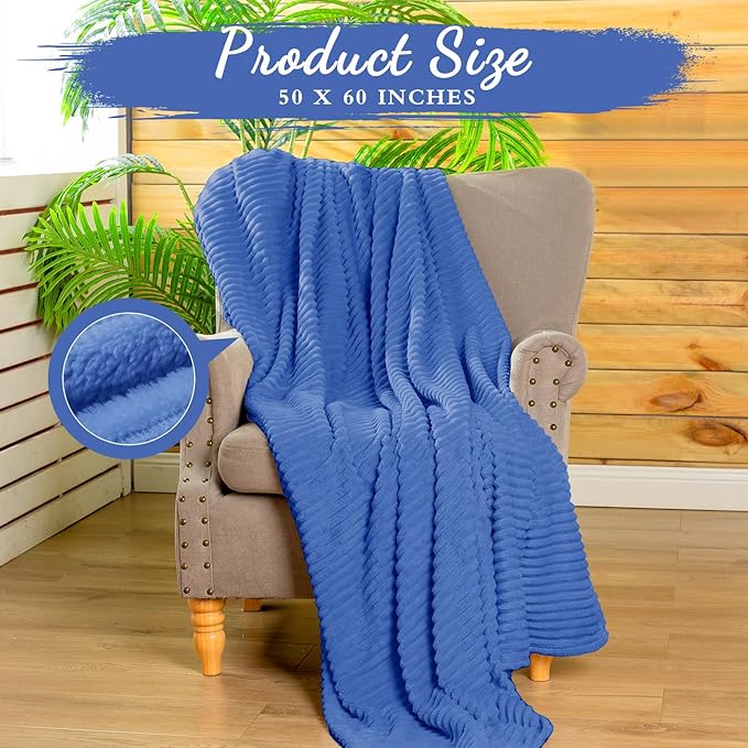 Buryeah 12 Pcs Flannel Throw Blanket Bulk 50 x 60 in Sleepover Blanket Outdoor Wedding Throw Lightweight, Oeko-tex Standard 100 Certified for Sofa Homeless Gifts (Sapphire Blue)