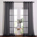 NICETOWN 96" Long Sheer Curtains - Nickel Grommet Top Lighter Weight Airy Window Voile Panel Decorations for Living Room (W54 Inches, Black, 1 Pair)