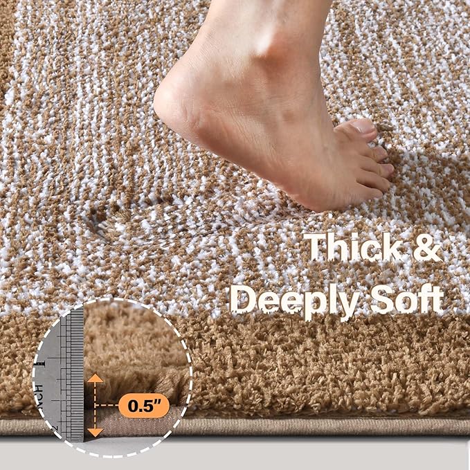 Bathroom Rugs 30x20 Non Slip Washable, Coffee Bath Mat for Bathroom Floor Tub, Soft Absorbent Quick Dry Mats for Shower, Bathtub,Home Decor