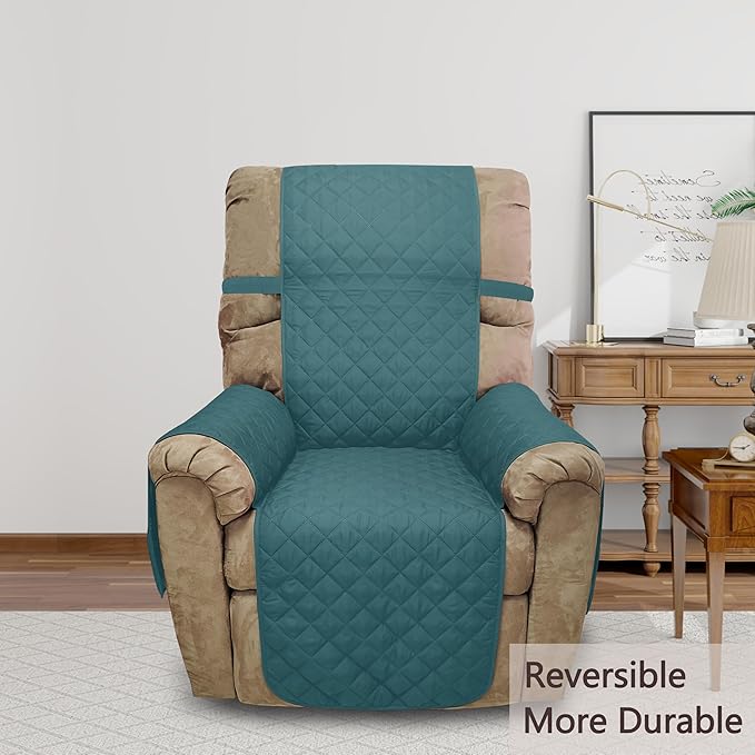 Recliner Chair Covers Reversible Sofa Cover Couch Cover for Pets Lazy Boy Furniture Protector(28''Recliner,Blue/Beige)