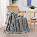 Grey Fleece Throw Blanket 60”×80” for Couch Sofa Bed,Super Soft Cozy Plush Microfiber Flannel Blanket with Stripes Design Lightweight for Adults,Woman,Girls