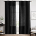 Nanspring Linen Curtains 84 Inch Length for Living Room Bedroom Black Simple Modern Semi Sheer Curtains Set Back Tab Rod Pocket Cotton Textured Privacy Drapes 60x84, 2 Panels