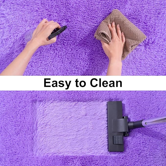 Ultra Soft Runner Rugs for Bedroom Hallways with Upgraded Non-Slip Rubber Backing & Thick Memory Sponge, 2x8 Feet Fluffy Shag Throw Area Rug for Bedside Dorm Light Purple