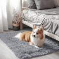 OLANLY 3x3 Machine Washable Small Bedside Rug, Soft Fluffy Shaggy Entryway Throw Rugs for Bedroom, Living Room, Indoor Floor Carpet for Kids Girls and Boys, Nursery Rooms, Home Decor, Light Grey