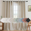 H.VERSAILTEX Living Room Linen Curtains - Semi Sheer, Nickel Grommet Energy Saving Light Filtering Window Treatments Panels for Bedroom, Castle Wall, 2 Panels, 52 x 108 Inch