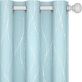 Deconovo Blackout Curtains, Thermal Insulated Soundproof Grommet Drapes, Wave Dot Foil Print, 42 x 108 Inch, Set of 2, Machine Washable Window Panel for Bedroom Living Room Nursery Kitchen, Light Blue