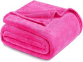 Exclusivo Mezcla Fleece Blankets Queen Size for Bed, Super Soft and Warm, All Season, Cozy, Plush, Lightweight, 90x90 Inches, Hot Pink