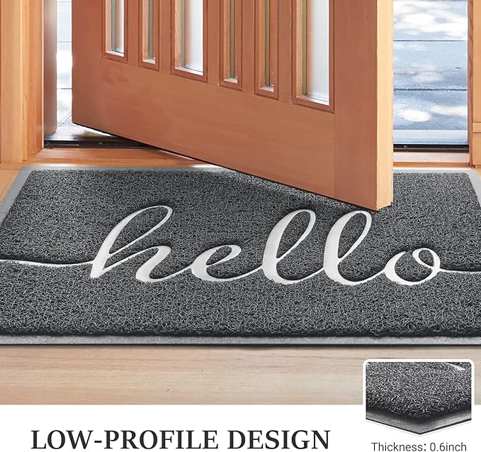 BeneathYourFeet Door Mat (36"x24",Dark Grey), Welcome Mat Low Profile Front Doormat Non Slip Mats for Entryway, Patio, High Traffic Areas