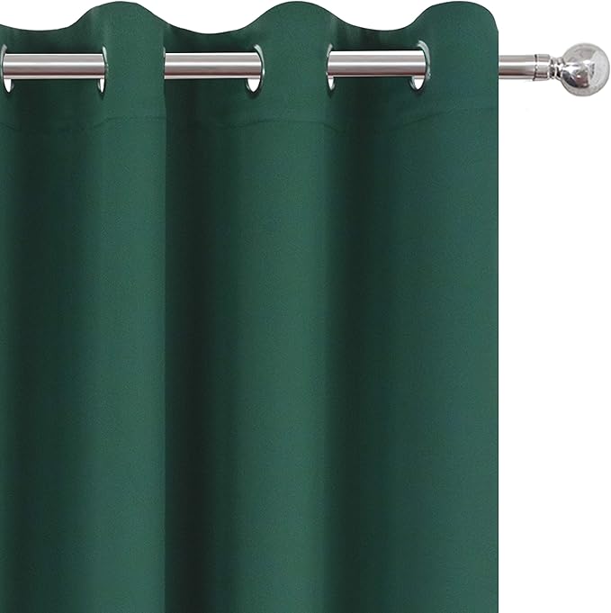 LEMOMO Dark Green Thermal Blackout Curtains/52 x 108 Inch/Set of 2 Panels Room Darkening Curtains for Bedroom