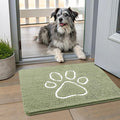 Smiry Dog Door Mat for Muddy Paws, Absorbent Dirt Trapper Non Slip Quick Dry Washable Chenille Mat for Mud Dogs, Entry Rug for Indoor and Outdoor (24x16 Inches, Sage Green and White)