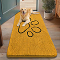 Smiry Dog Door Mat for Muddy Paws, Absorbent Dirt Trapper Non Slip Quick Dry Washable Chenille Mat for Mud Dogs, Entry Rug for Indoor and Outdoor (48x30 Inches, Golden Yellow and Black)