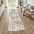 UERMEI 2X8 Washable Runner Rug for Hallway: Soft Neutral Modern Abstract Area Rug - Non-Slip Low Pile Long Throw Indoor Carpet for Kitchen Entryway Kitchen Bedroom Laundry Bathroom - Brown/Grey/Red