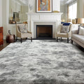 9x12 Ft Extra Large Shag Rugs for Living Room, Tie Dyed Ultra Soft Fluffy Furry Area Rugs for Bedroom Indoor Floor, Aesthetic Carpet for Kids Home Decor (Grey)