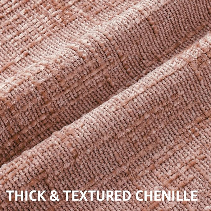 decorUhome Summer Pink Chenille Euro Sham Throw Pillow Covers 26x26 Set of 2 Textured Soft Cozy Slubby Couch Pillow Covers Modern Farmhouse Boho Decorative Pillow Cases for Bed Sofa Living Room